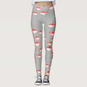 Roter und Grauer Fisch Leggings (Vorderseite)