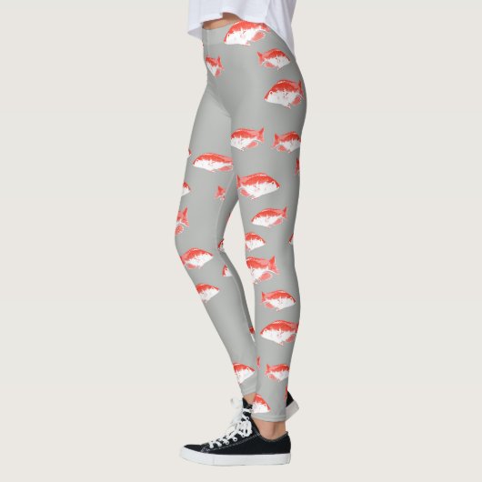 Roter und Grauer Fisch Leggings (Links)