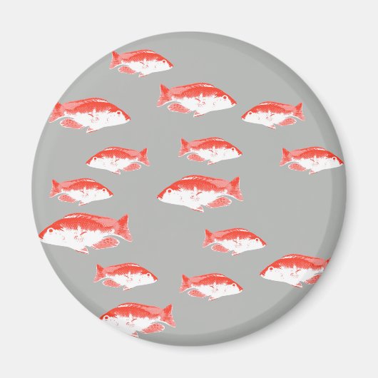 Roter und Grauer Fisch Magnet (Vorne)