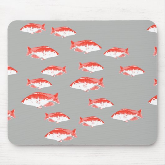 Roter und Grauer Fisch Mousepad (Vorne)