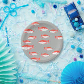 Roter und Grauer Fisch Pappteller (Party)