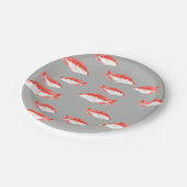 Roter und Grauer Fisch Pappteller (Schrägansicht)