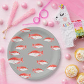 Roter und Grauer Fisch Pappteller (Party)