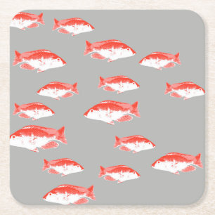 Roter und Grauer Fisch Rechteckiger Pappuntersetzer