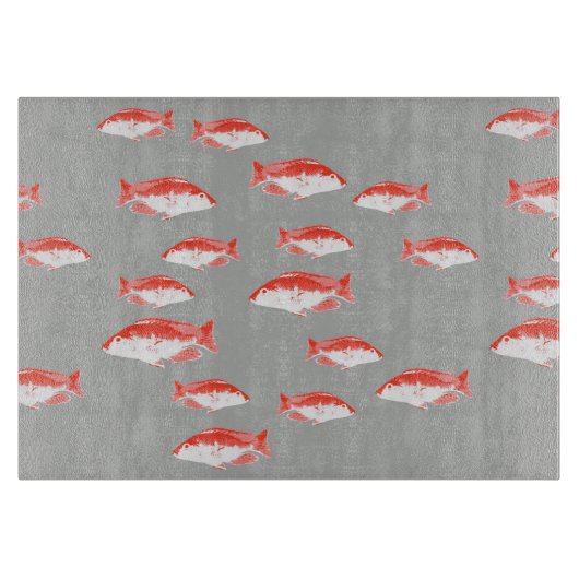 Roter und Grauer Fisch Schneidebrett (Vorderseite)