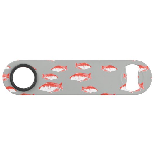 Roter und Grauer Fisch Speed Flaschenöffner (Rückseite Horizontal)