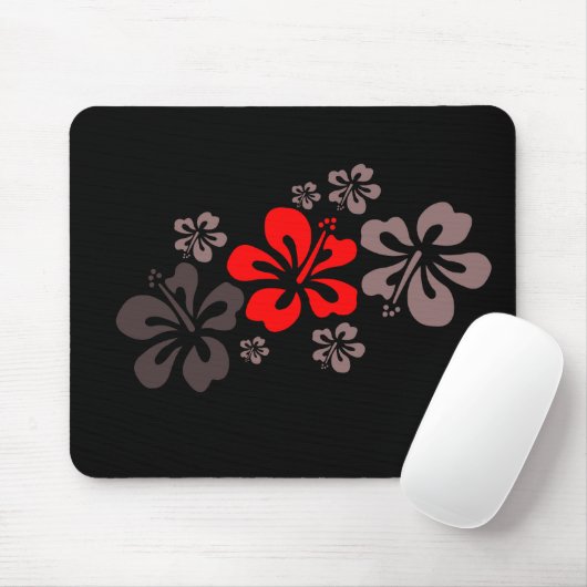 Roter und grauer Hibiskus Mousepad (Mit Mouse)