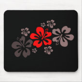 Roter und grauer Hibiskus Mousepad (Vorne)