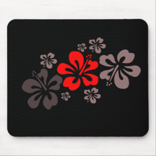 Roter und grauer Hibiskus Mousepad