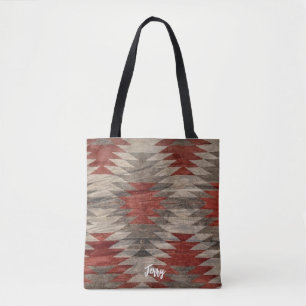 Roter und grauer texturierter Native American Tasche