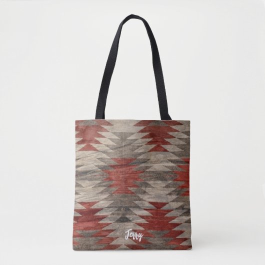 Roter und grauer texturierter Native American Tasche (Vorderseite)