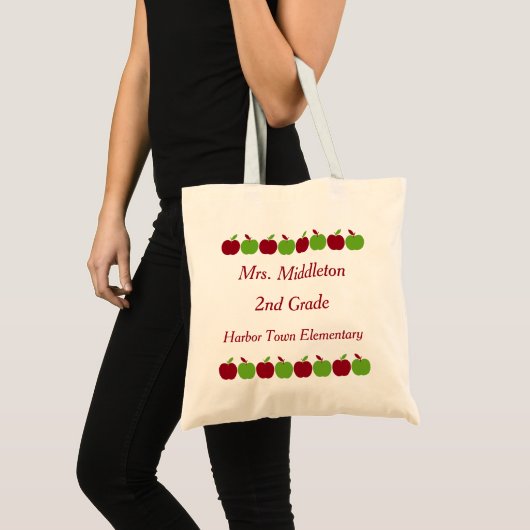 Roter und grüner Apple rudert personalisiertes Tragetasche (Vorderseite (Produkt))