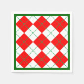 Roter und grüner Argyle mit grünem Rand Urlaub Serviette (Vorderseite)