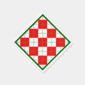 Roter und grüner Argyle mit grünem Rand Urlaub Serviette (Ecke)