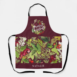 Roter und grüner Blattkranz Weihnachtsfeiertag Schürze