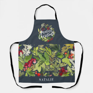 Roter und grüner Blattkranz Weihnachtsfeiertag Schürze