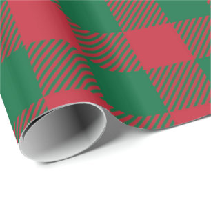 Roter und grüner Büffel-kariertes Geschenkpapier