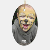 Roter und grüner Frosch Streifen Foto Keramik Ornament (Links)