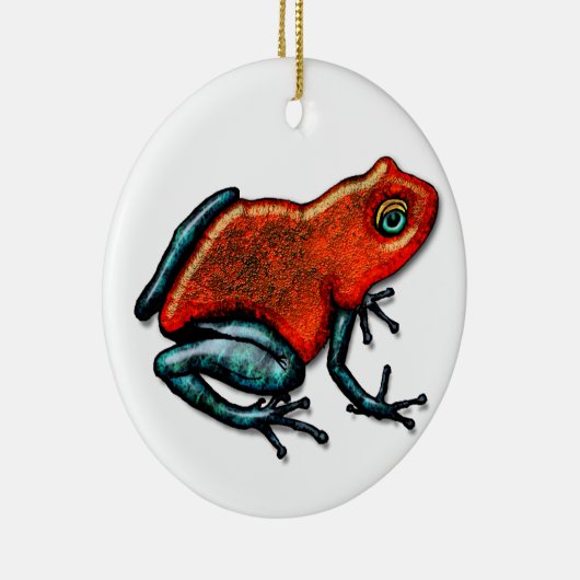 Roter und grüner Gift-Pfeil-Frosch Keramik Ornament (Rechts)