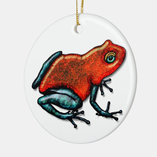 Roter und grüner Gift-Pfeil-Frosch Keramik Ornament (Links)
