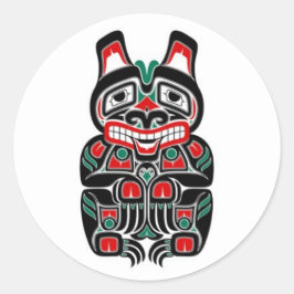 Roter und grüner Haida-Geist-Bär Runder Aufkleber