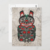 Roter und grüner Haida-Geistbär Postkarte (Vorne/Hinten)