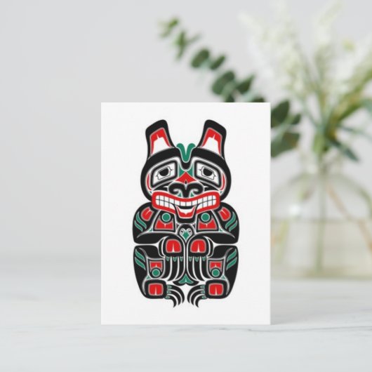 Roter und grüner Haida-Geistbär Postkarte (Stehend Vorderseite)