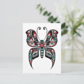Roter und grüner Haida Spirit Butterfly auf Weiß Postkarte (Stehend Vorderseite)