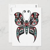 Roter und grüner Haida Spirit Butterfly auf Weiß Postkarte (Vorne/Hinten)