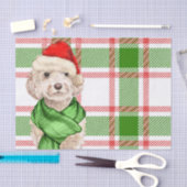 Roter und grüner Karierter Cockapo Weihnachtshund Seidenpapier (Handwerk)