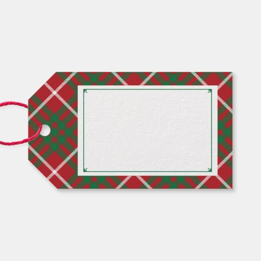 Roter und grüner Karo Geschenkanhänger (Rückseite Horizontal)