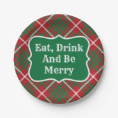 Roter und grüner Karo Pappteller (Vorderseite)