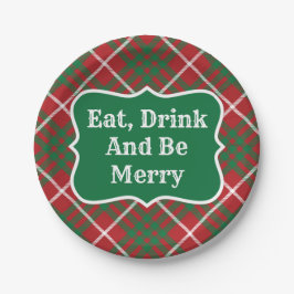 Roter und grüner Karo Pappteller