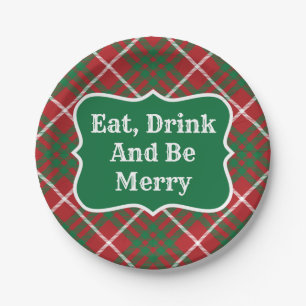 Roter und grüner Karo Pappteller