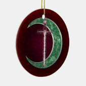 Roter und grüner keltischer Mond Keramikornament (Rechts)