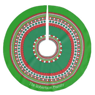 Roter und grüner Mandela-Weihnachtsbaum-Untersetze Polyester Weihnachtsbaumdecke