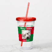 Roter und grüner Niedlicher Hund Foto Urlaub Acryltrinkbecher (Rückseite)