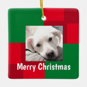 Roter und grüner Niedlicher Hund Foto Urlaub Keramikornament
