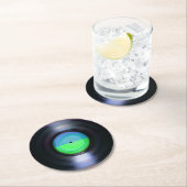 Roter und grüner Retro Vinyl Record Runder Pappuntersetzer (Vor Ort)