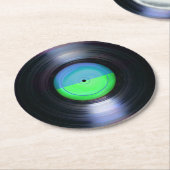 Roter und grüner Retro Vinyl Record Runder Pappuntersetzer (Angewinkelt)