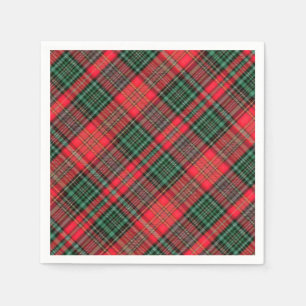Roter und grüner schottischer diagonaler Tartan-Ka Serviette