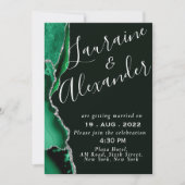 Roter und grüner Smaragdgrün-Glitzer-Agarve-Marmor Einladung (Vorderseite)