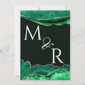 Roter und grüner Smaragdgrün-Glitzer-Agarve-Marmor Einladung (Rückseite)