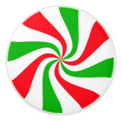 Roter und grüner Streifen Peppermint Candy Swirl Keramikknauf (Vorderseite)