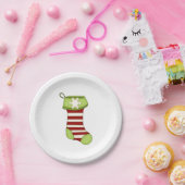 Roter und grüner Strumpf Pappteller (Party)