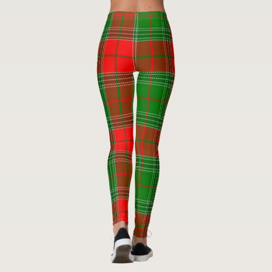 Roter und grüner Tartan Kariert Leggings (Rückseite)