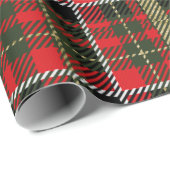 Roter und grüner Tartan Kariert mit Gold Glitzer Geschenkpapier (Rolleneckpunkt)