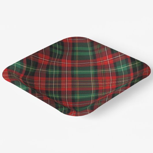 Roter und grüner Tartan Kariert Pappteller (Gewinkelt)