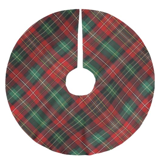Roter und grüner Tartan Kariert Polyester Weihnachtsbaumdecke (Vorderseite)