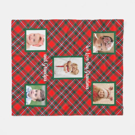 Roter und grüner Tartan Kariert Wir Liebe Sie Fleecedecke (Vorderseite (Horizontal))